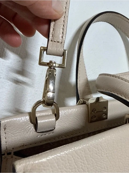 Kate Spade Cream White Pebbled Leather Satchel Crossbody Bag Gold Hardware - Picture 4 of 16